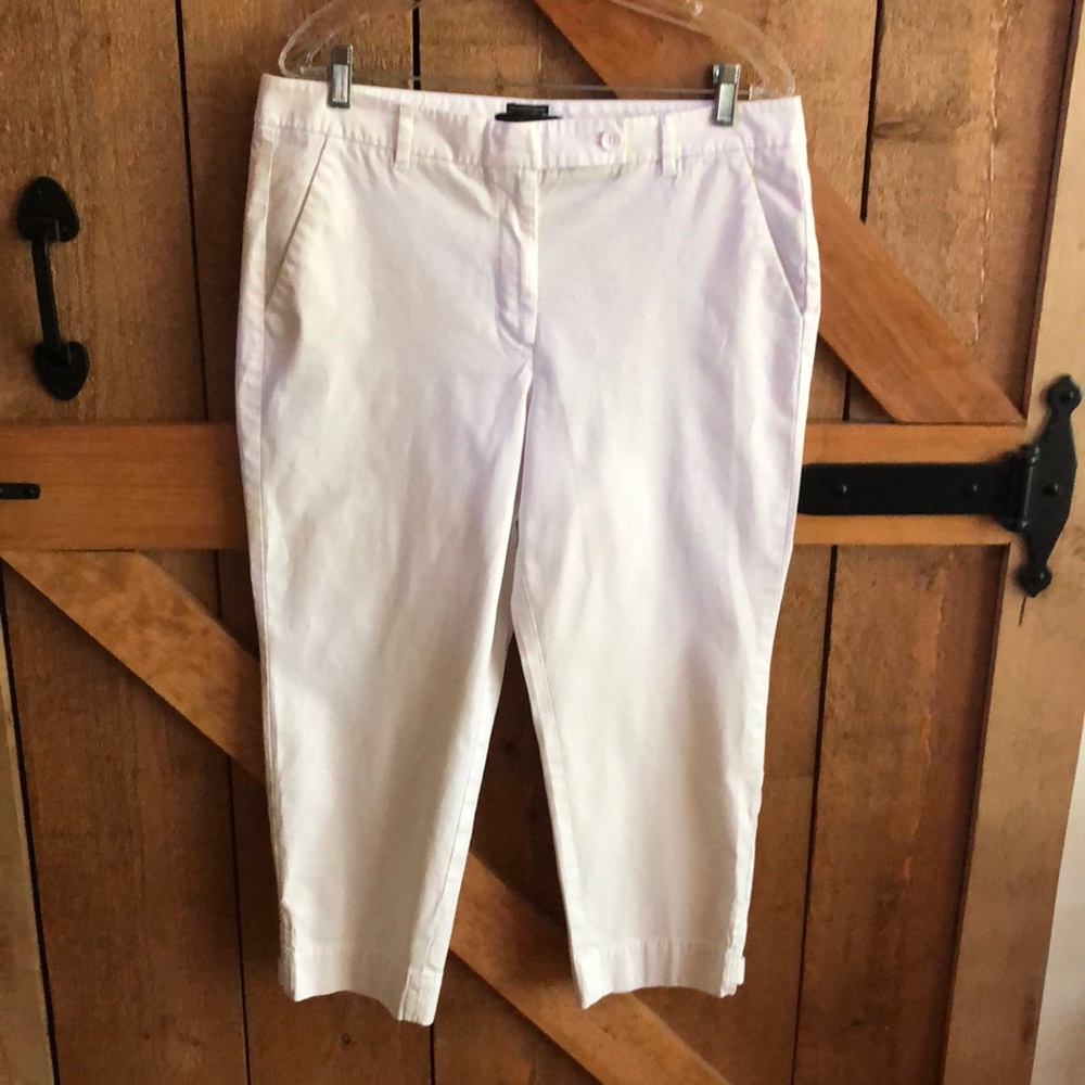 Women’s TALBOTS “The Perfect Skimmer” White Pants Cotton Spandex Size 12